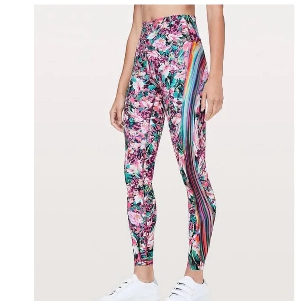 Lululemon Spectrum Wunder Under Hi-Rise Leggings Tights Nulux Rainbow Floral 2*